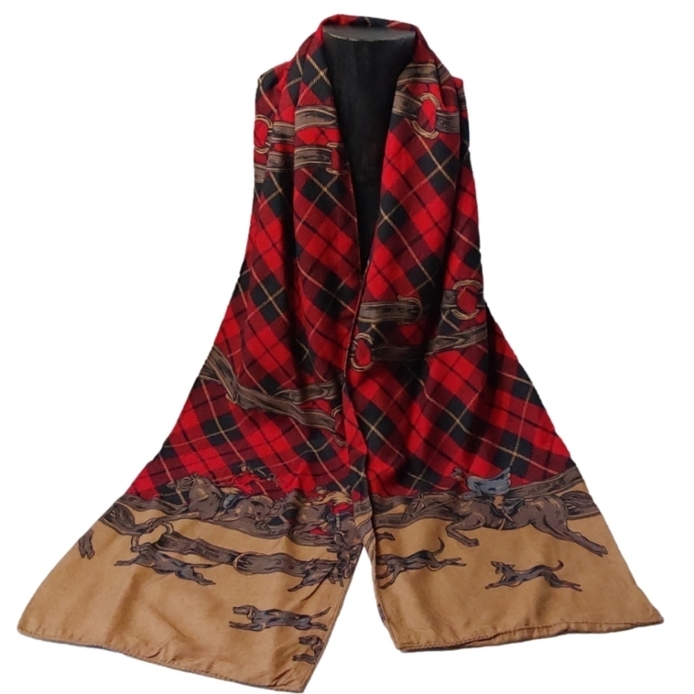 J,G HOOK DOUBLE FACE EQUESTRIAN‎ PLAID SCARF